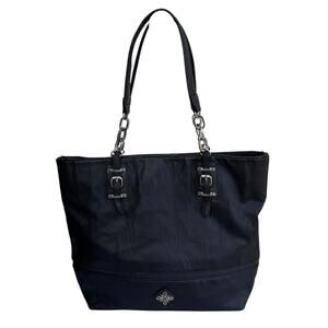 Simply Vera by Vera Wang Black Faux Leather Double-Strap Tote Shoulder Bag